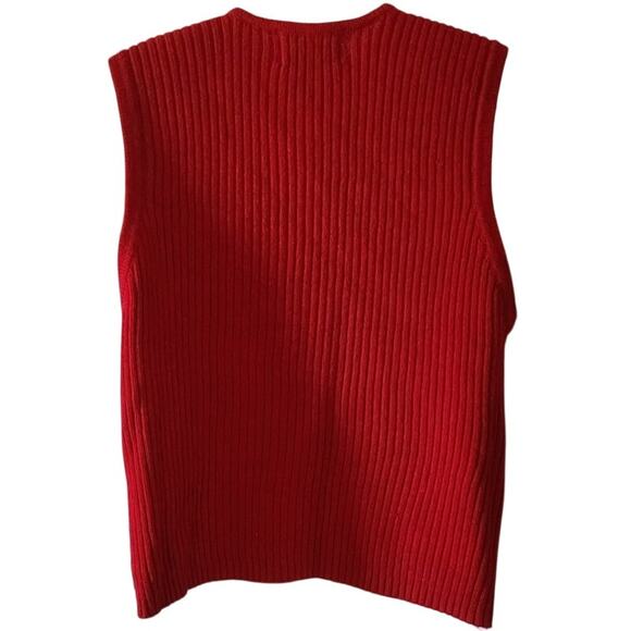 VTG 90's Requirements Red Zip Up Nordic Knit Sweater Vest Womens Size Medium - Picture 2 of 8